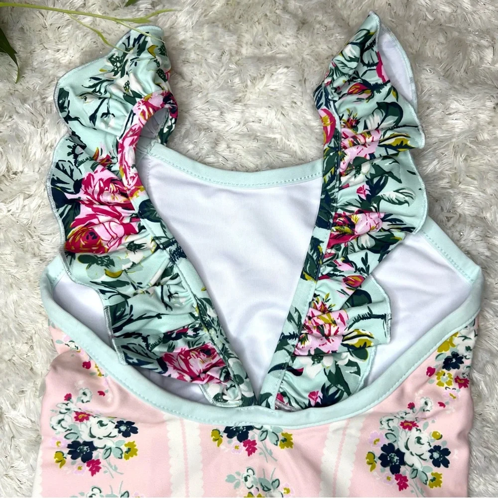 SWEET HONEY NWT One piece Girls Toddler Swimsuit Floral Ruffles Size 2T